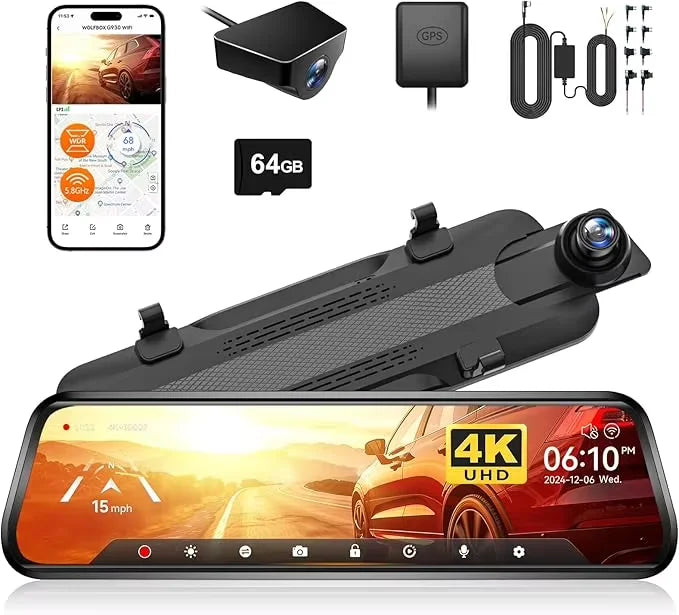 WOLFBOX G930 10 Inch Wifi 4K Dash Camera