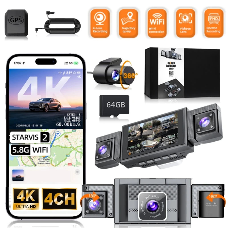 10" 4K Mirror Dash Cam, 24H Parking Monitor, Loop Recording, Universal