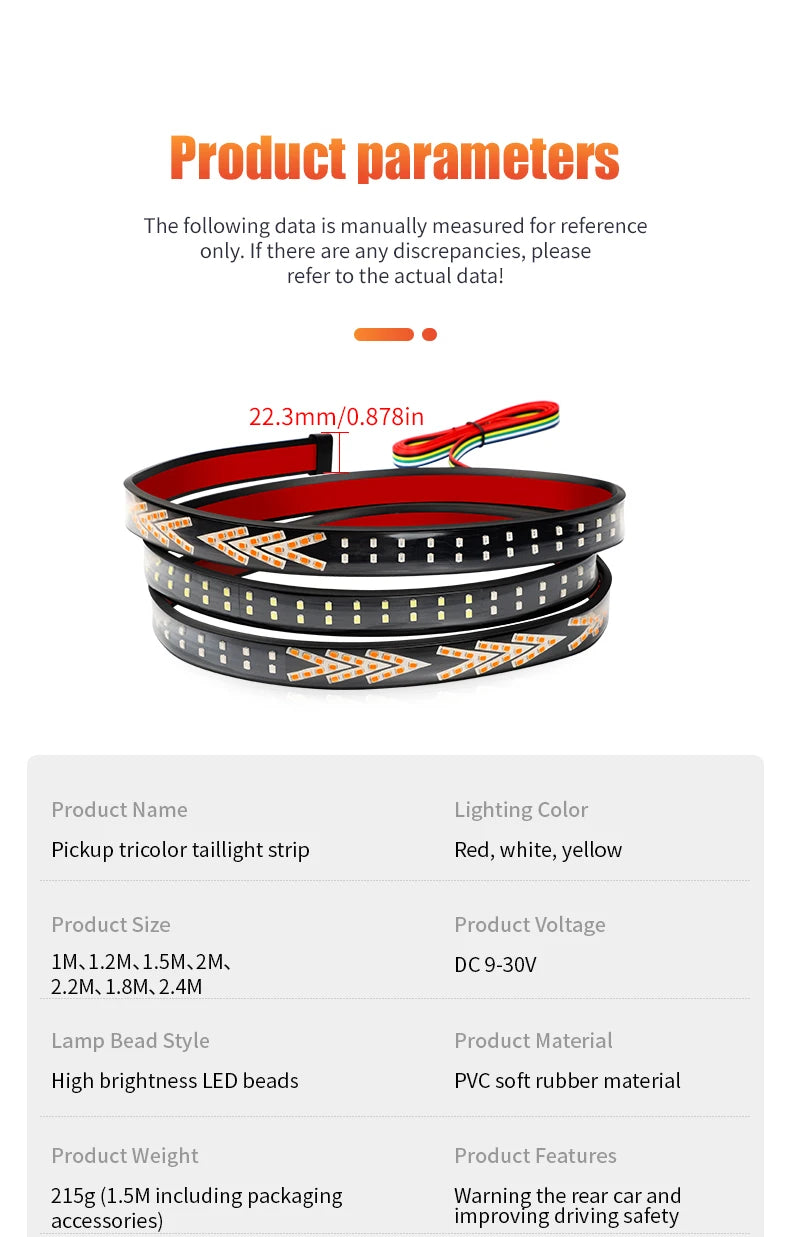 Car Rear Tail Brake Turn Signal Light 12V 24V Reverse Double Flash Warning Light LED Strip Arrow for Pickup Truck Jeep