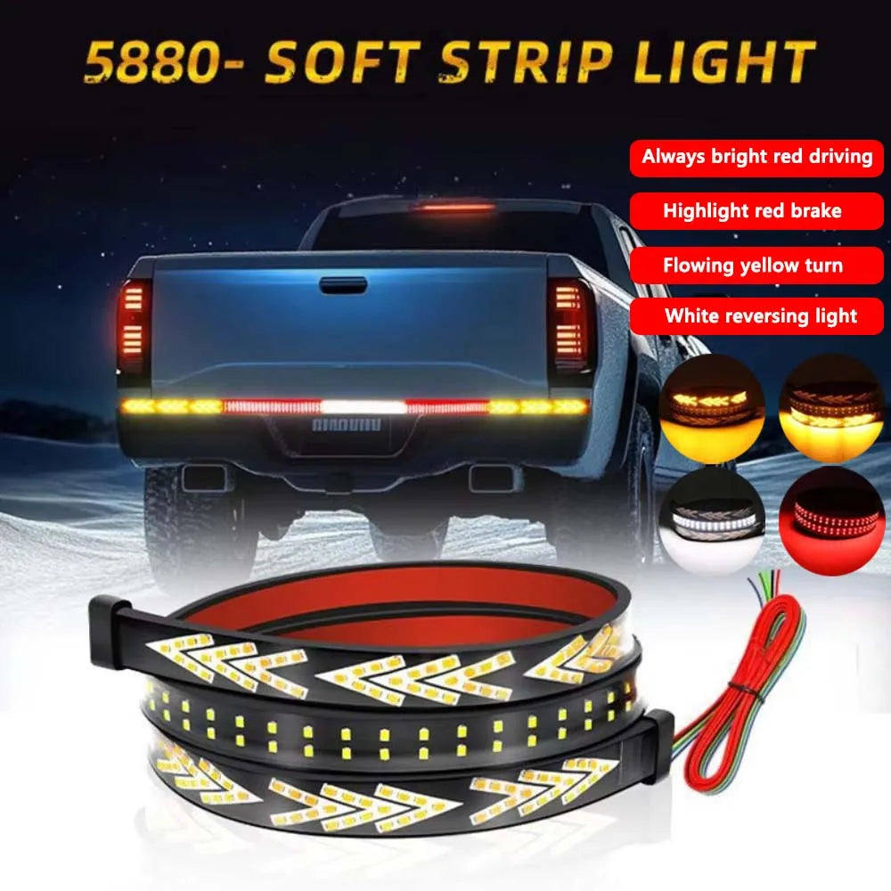 Car Rear Tail Brake Turn Signal Light 12V 24V Reverse Double Flash Warning Light LED Strip Arrow for Pickup Truck Jeep