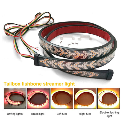 1m 12-24V Car Truck Strip Tailgate Light Bar Reverse Brake Tail Flowing Turn Signal Car Red Running Backup Tail Strip