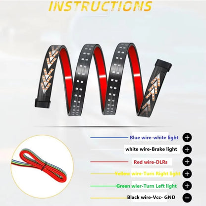 Car Rear Tail Brake Turn Signal Light 12V 24V Reverse Double Flash Warning Light LED Strip Arrow for Pickup Truck Jeep