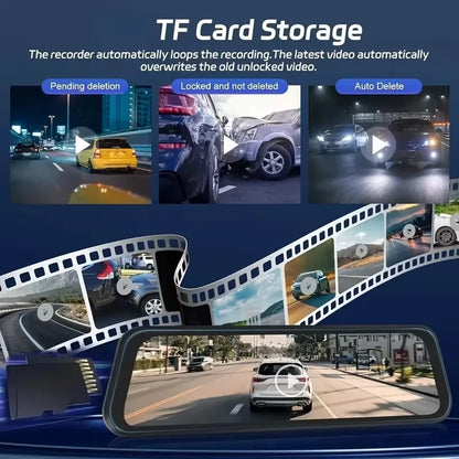 10" 4K Mirror Dash Cam, 24H Parking Monitor, Loop Recording, Universal
