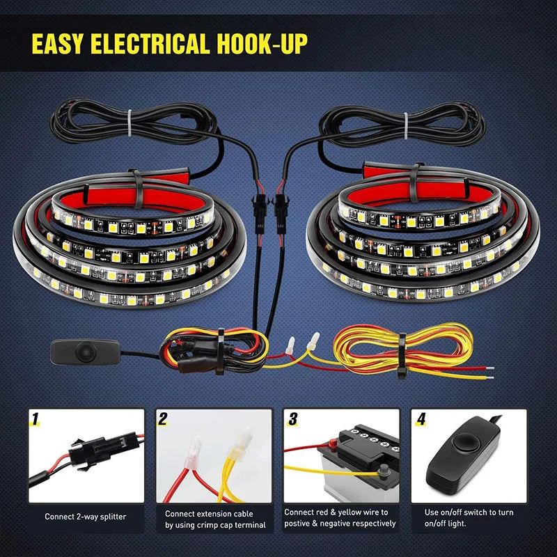 12V Waterproof LED Pickup Truck Cargo Bed Strip Light Bar Kit