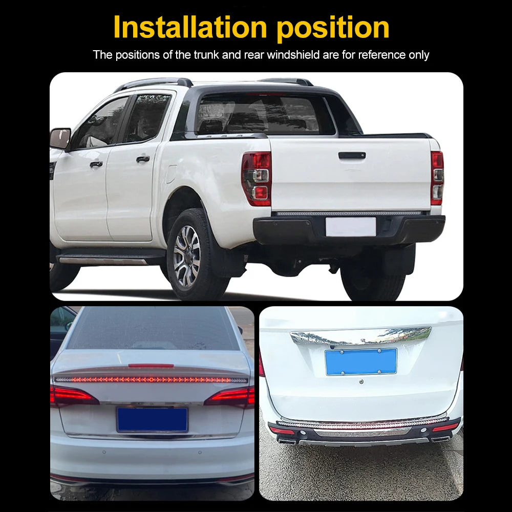 1m 12-24V Car Truck Strip Tailgate Light Bar Reverse Brake Tail Flowing Turn Signal Car Red Running Backup Tail Strip