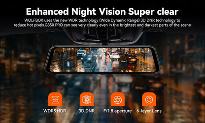 WOLFBOX G930 10 Inch Wifi 4K Dash Camera