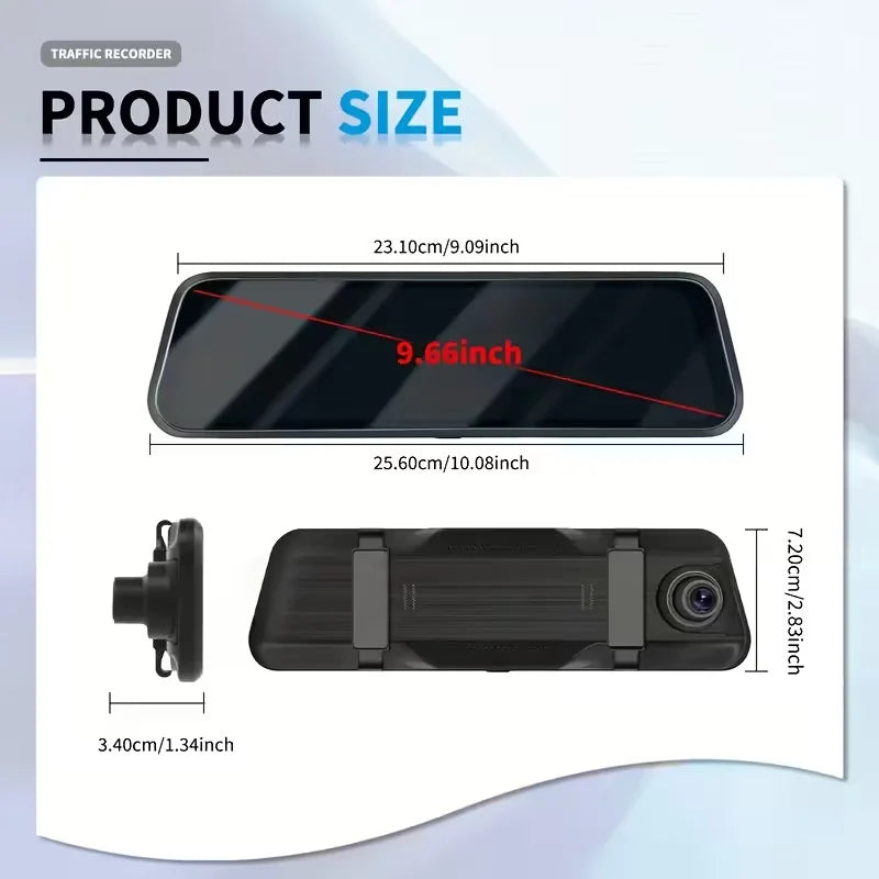 10" 4K Mirror Dash Cam, 24H Parking Monitor, Loop Recording, Universal