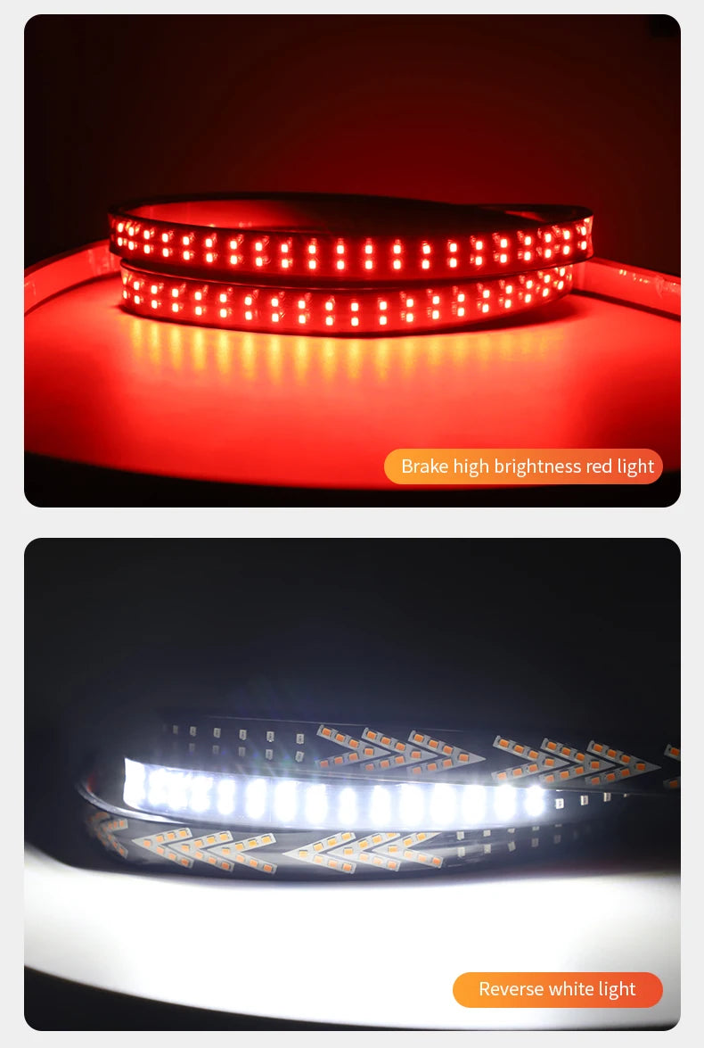 Car Rear Tail Brake Turn Signal Light 12V 24V Reverse Double Flash Warning Light LED Strip Arrow for Pickup Truck Jeep