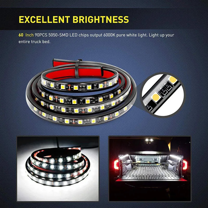 12V Waterproof LED Pickup Truck Cargo Bed Strip Light Bar Kit