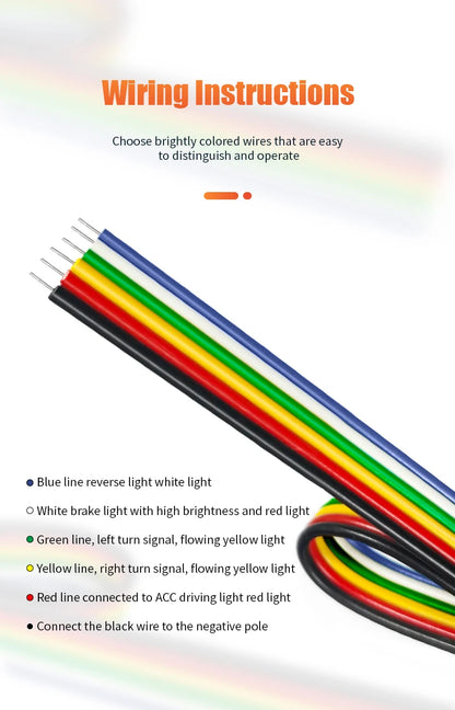 Car Rear Tail Brake Turn Signal Light 12V 24V Reverse Double Flash Warning Light LED Strip Arrow for Pickup Truck Jeep