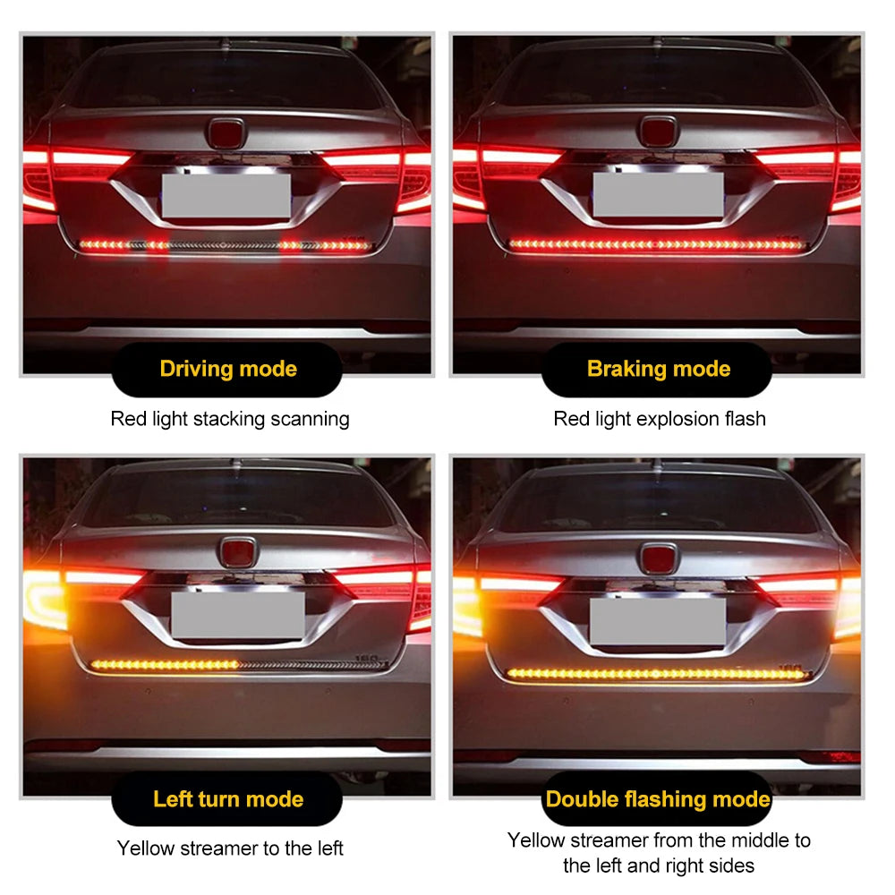 1m 12-24V Car Truck Strip Tailgate Light Bar Reverse Brake Tail Flowing Turn Signal Car Red Running Backup Tail Strip