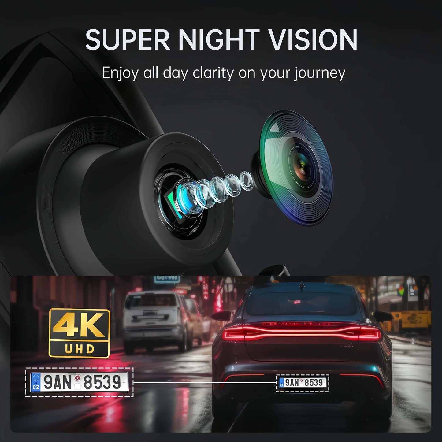 10" 4K Mirror Dash Cam, 24H Parking Monitor, Loop Recording, Universal