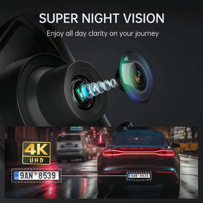 10" 4K Mirror Dash Cam, 24H Parking Monitor, Loop Recording, Universal