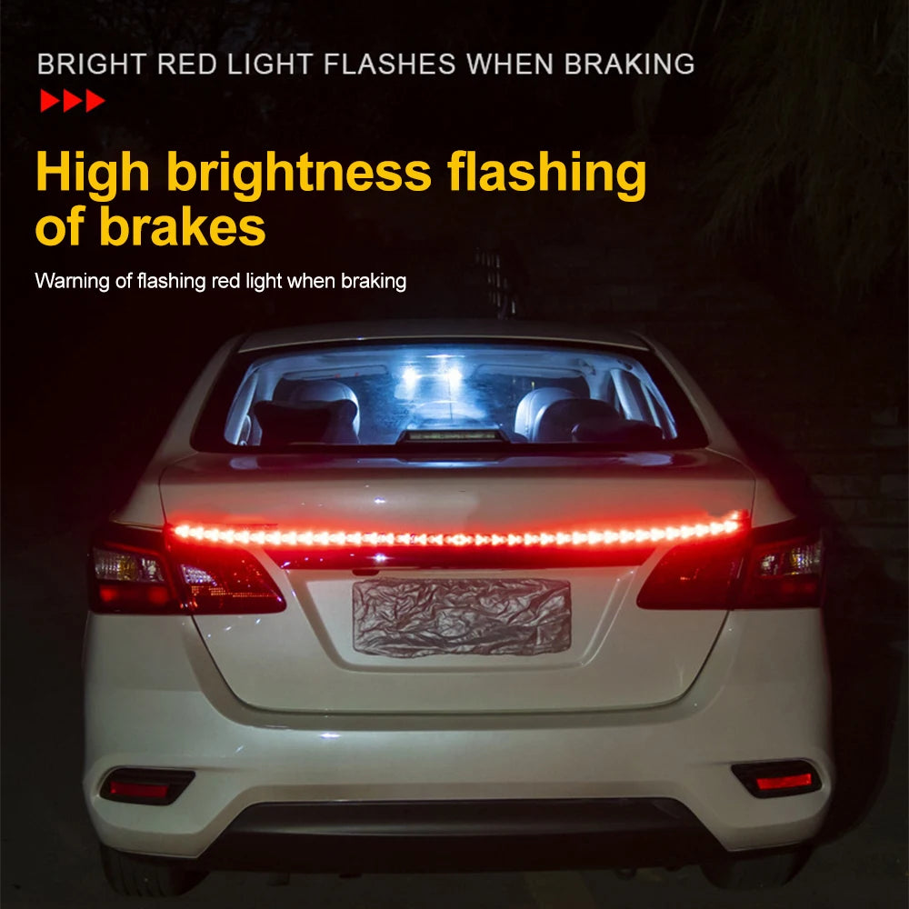 1m 12-24V Car Truck Strip Tailgate Light Bar Reverse Brake Tail Flowing Turn Signal Car Red Running Backup Tail Strip