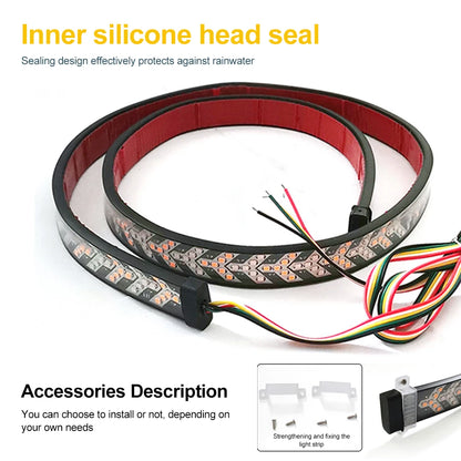 1m 12-24V Car Truck Strip Tailgate Light Bar Reverse Brake Tail Flowing Turn Signal Car Red Running Backup Tail Strip