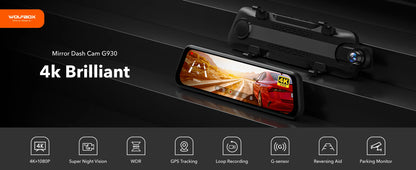 WOLFBOX G930 10 Inch Wifi 4K Dash Camera