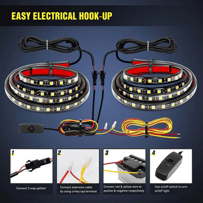 12V Waterproof LED Pickup Truck Cargo Bed Strip Light Bar Kit
