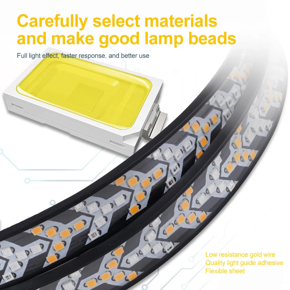 1m 12-24V Car Truck Strip Tailgate Light Bar Reverse Brake Tail Flowing Turn Signal Car Red Running Backup Tail Strip