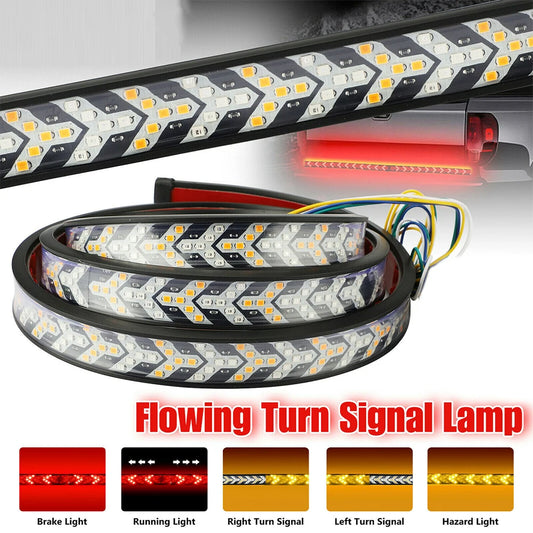 1m 12-24V Car Truck Strip Tailgate Light Bar Reverse Brake Tail Flowing Turn Signal Car Red Running Backup Tail Strip