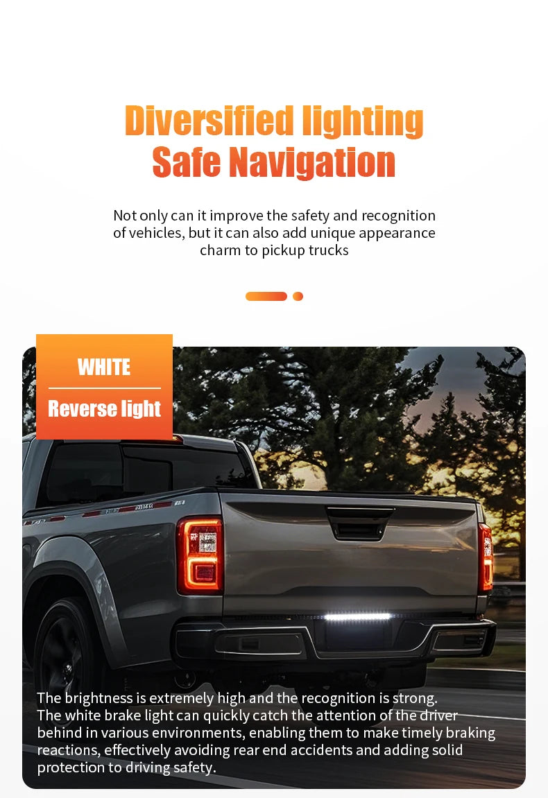 Car Rear Tail Brake Turn Signal Light 12V 24V Reverse Double Flash Warning Light LED Strip Arrow for Pickup Truck Jeep