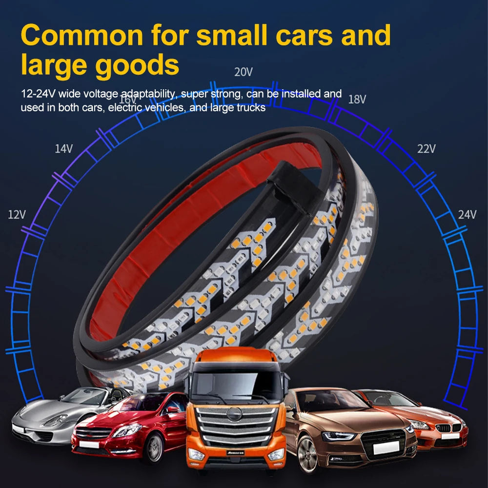 1m 12-24V Car Truck Strip Tailgate Light Bar Reverse Brake Tail Flowing Turn Signal Car Red Running Backup Tail Strip