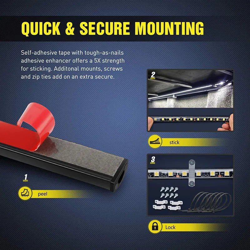 12V Waterproof LED Pickup Truck Cargo Bed Strip Light Bar Kit